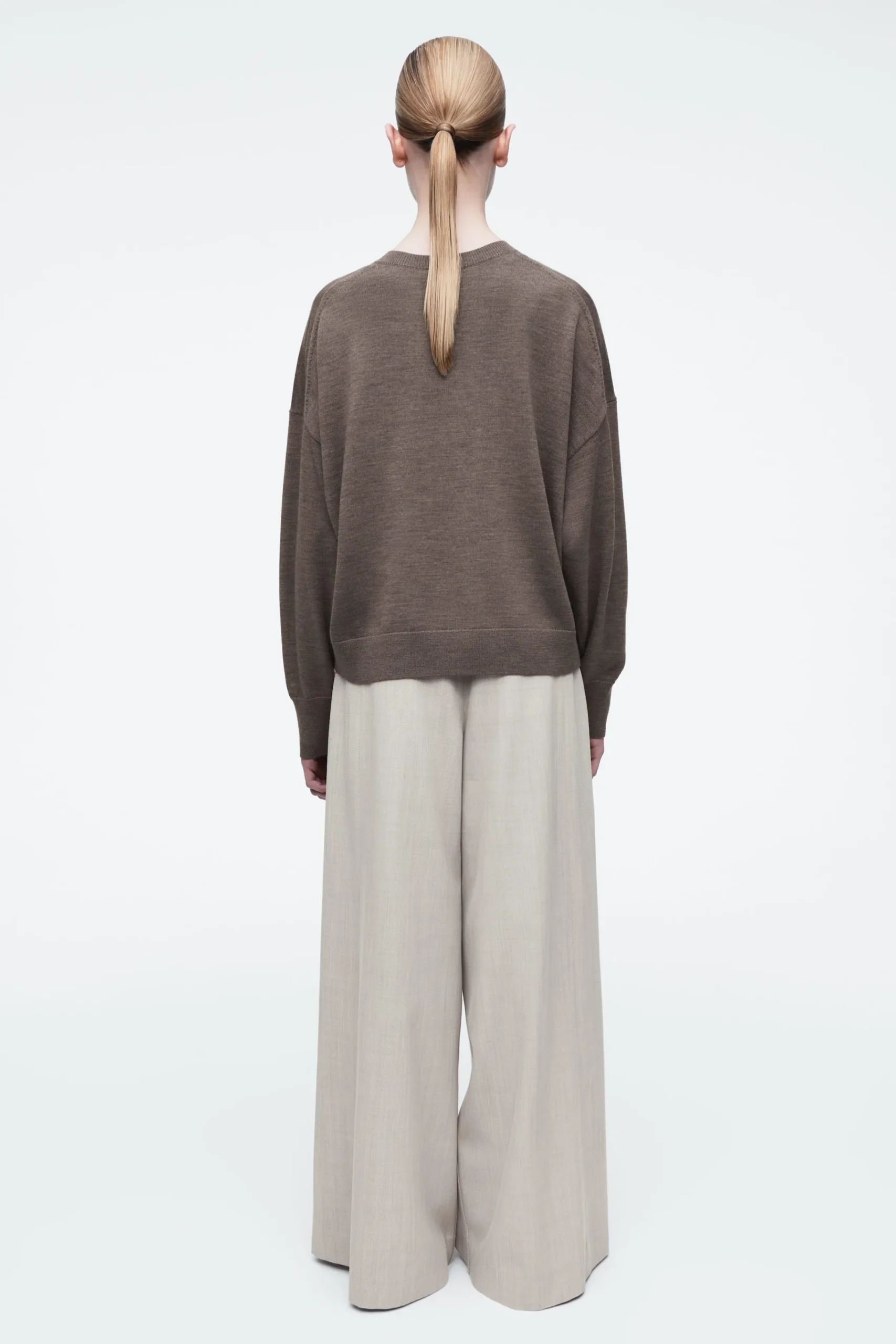 Damen COS Strickmode*STRICKJACKE AUS MERINOWOLLE MIT RUNDHALSAUSSCHNITT