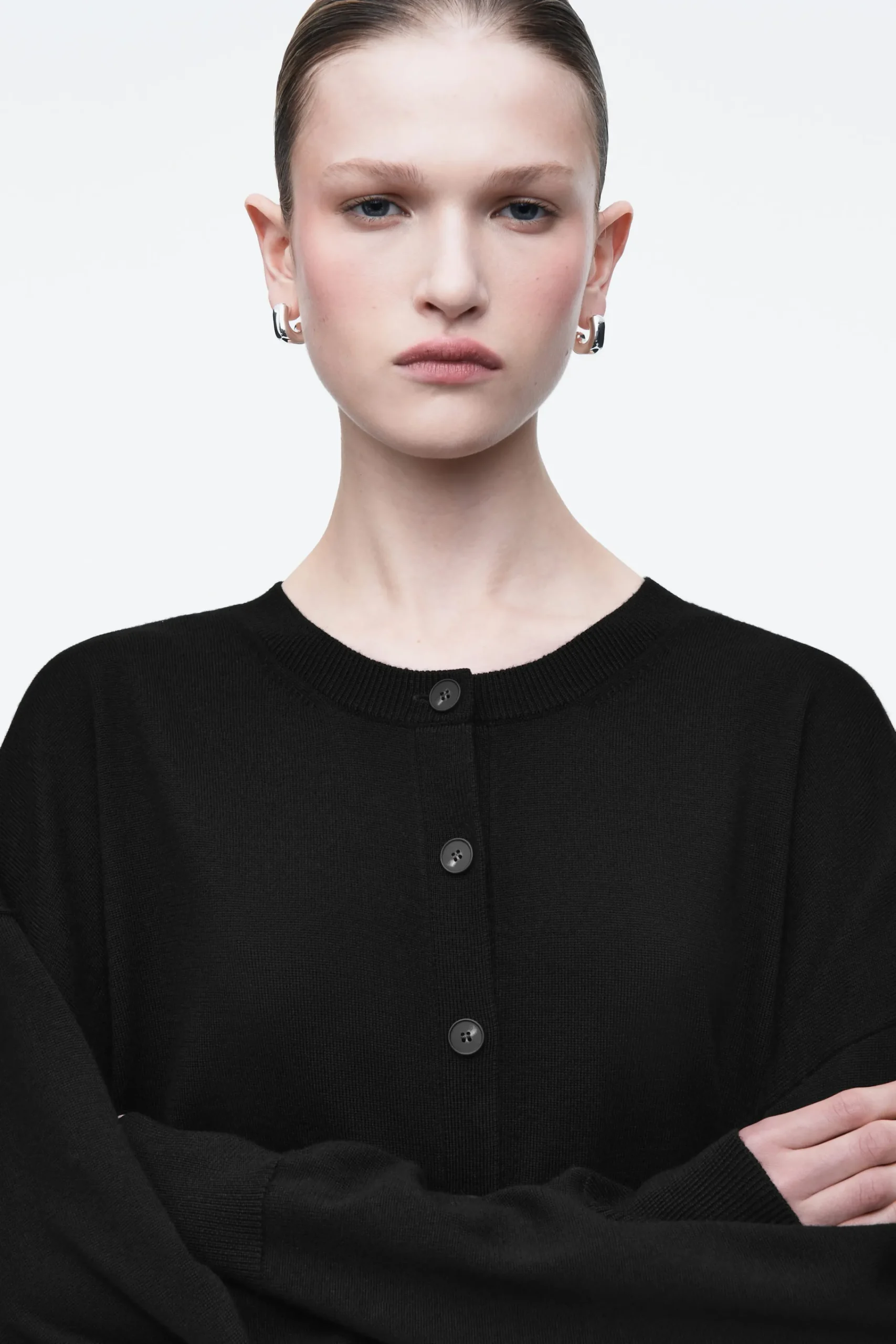 Damen COS Strickmode*STRICKJACKE AUS MERINOWOLLE MIT RUNDHALSAUSSCHNITT