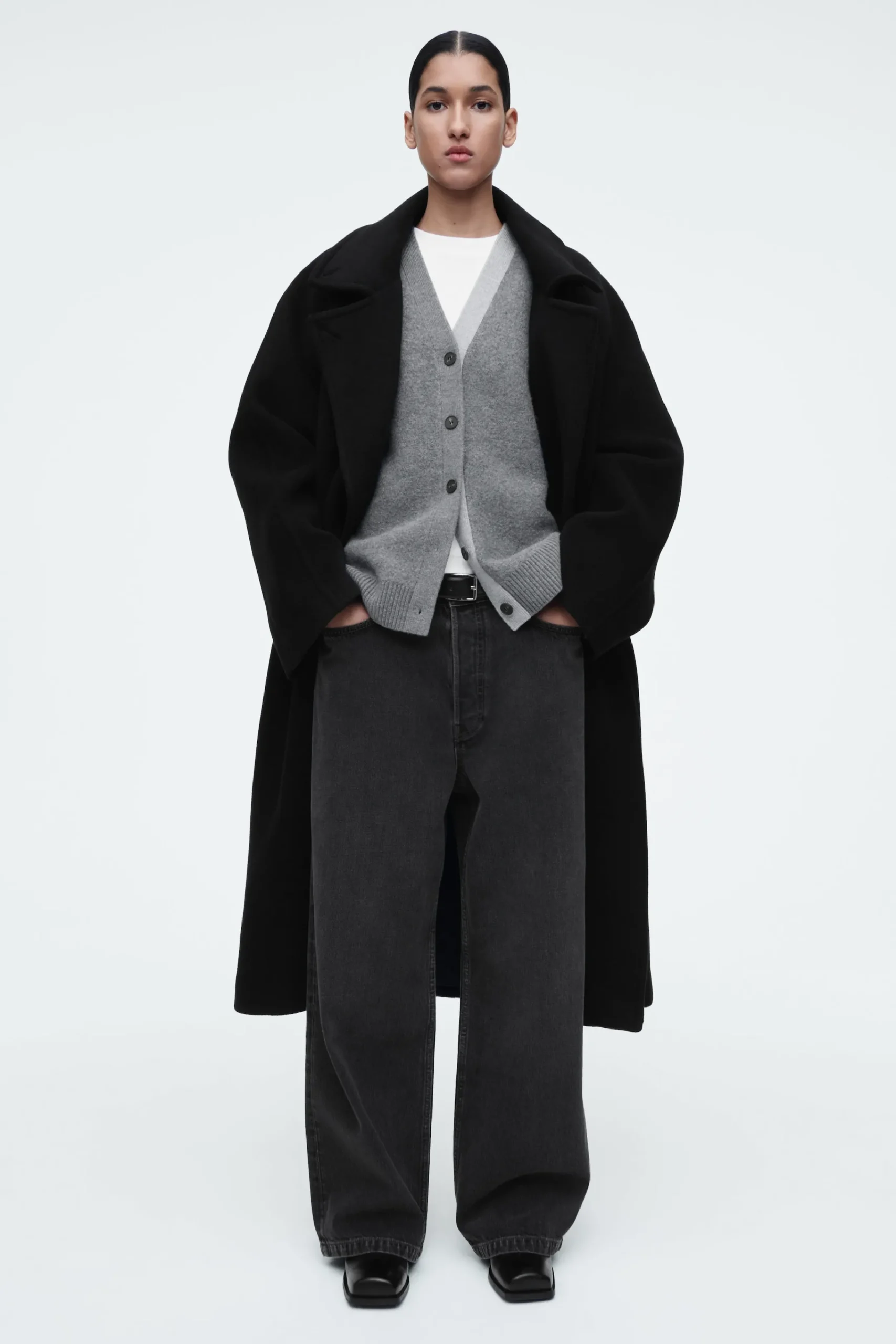 Damen COS Strickmode*STRICKJACKE MIT V-AUSSCHNITT IN COLOUR-BLOCK-OPTIK