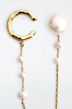 Damen COS Schmuck*UNGLEICHE OHRRINGE MIT SÜSSWASSERPERLEN