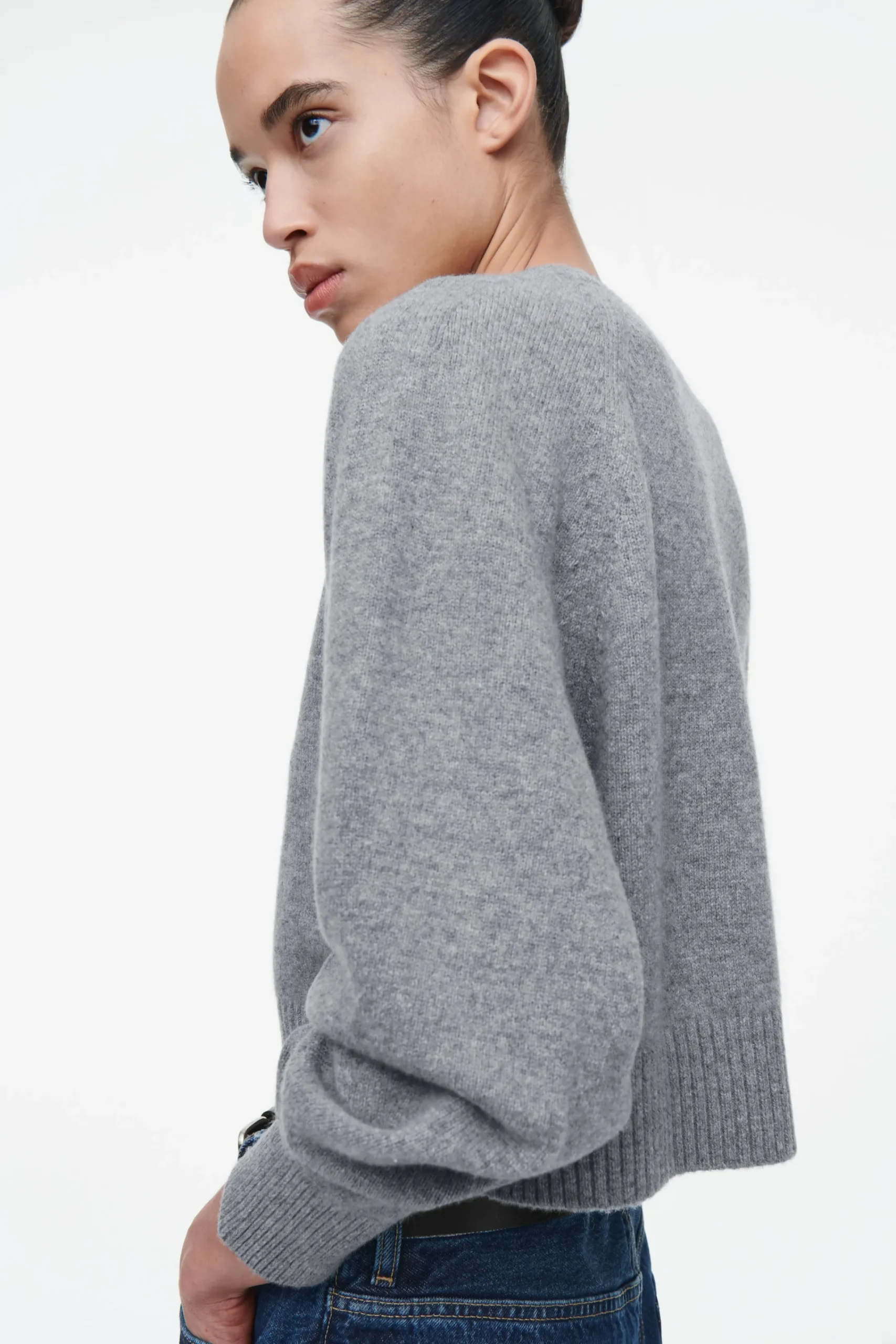 Damen COS Strickmode*VERKÜRZTE STRICKJACKE AUS WOLLE