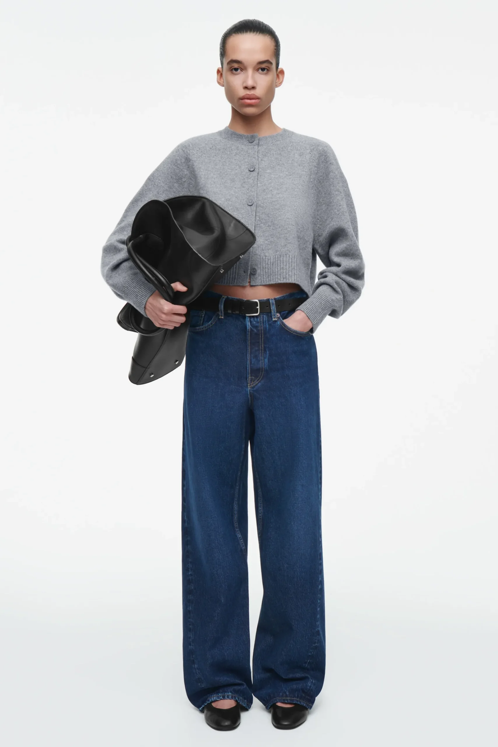 Damen COS Strickmode*VERKÜRZTE STRICKJACKE AUS WOLLE